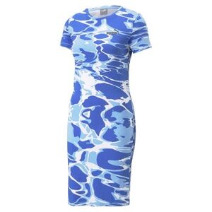 Puma Summer Splash Graphic Dress Womens Blue Casual, size M, NWT